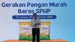 Menteri Pertanian Andi Amran Sulaiman dalam kegiatan Gerakan Pangan Murah (GPM) Serentak di Surabaya, Selasa (23/9/2025).