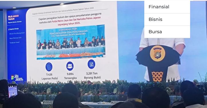 Dirresnarkoba Polda Metro Jaya, Kombes Pol Ahmad David saat memaparkan data tindak narkoba di Rilis Akhir Tahun 2025 Polda Metro Jaya di Balai Pertemuan Metro Jaya, Jakarta Selatan, Rabu (31/12/2025).